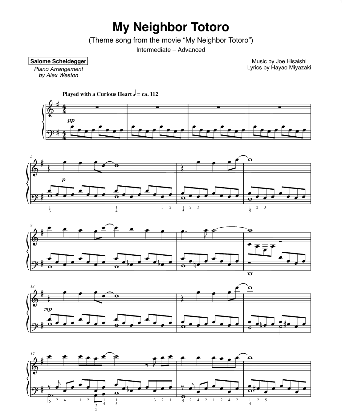 Piano sheet music arrangements